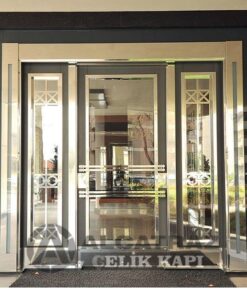 paslanmaz çelik kapı kompozit kaplama bina apartman giriş kapısı