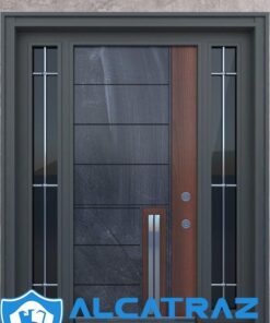 Gri Mermer Desenli Lüks Dış Kapı Granit Desenli Modern Villa Kapısı Çelik Giriş Kapısı